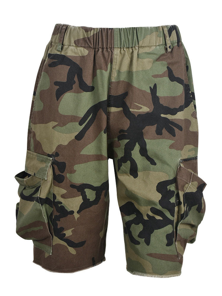 Loose-Fit Camouflage Print Short Pants