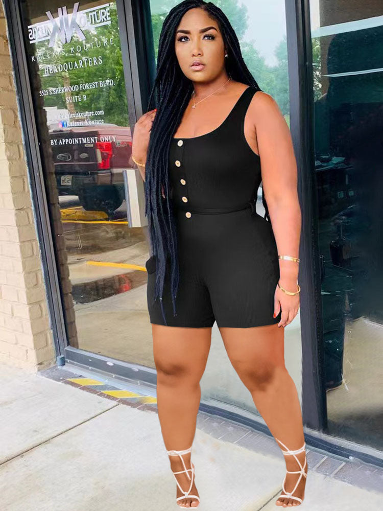 Tank Belt Plus Size Bodycon Romper