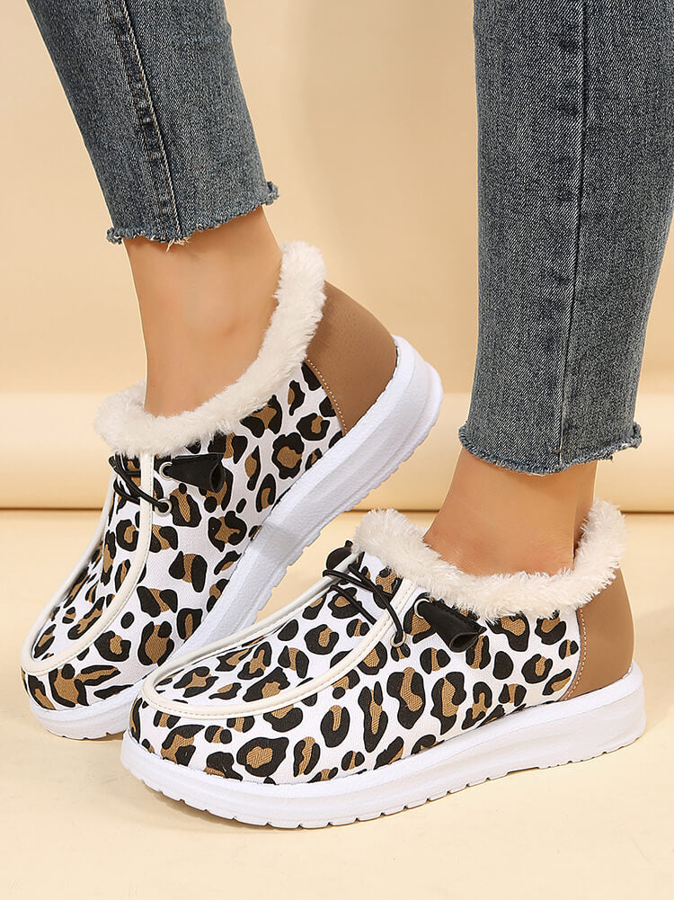 Leopard Slip-On Flat Warm Durable Shoes