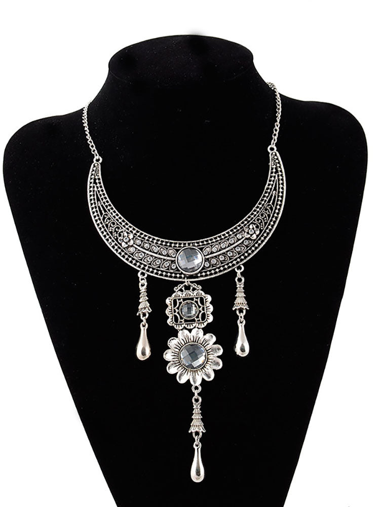 Rhinestone Pendant Chunky Necklace