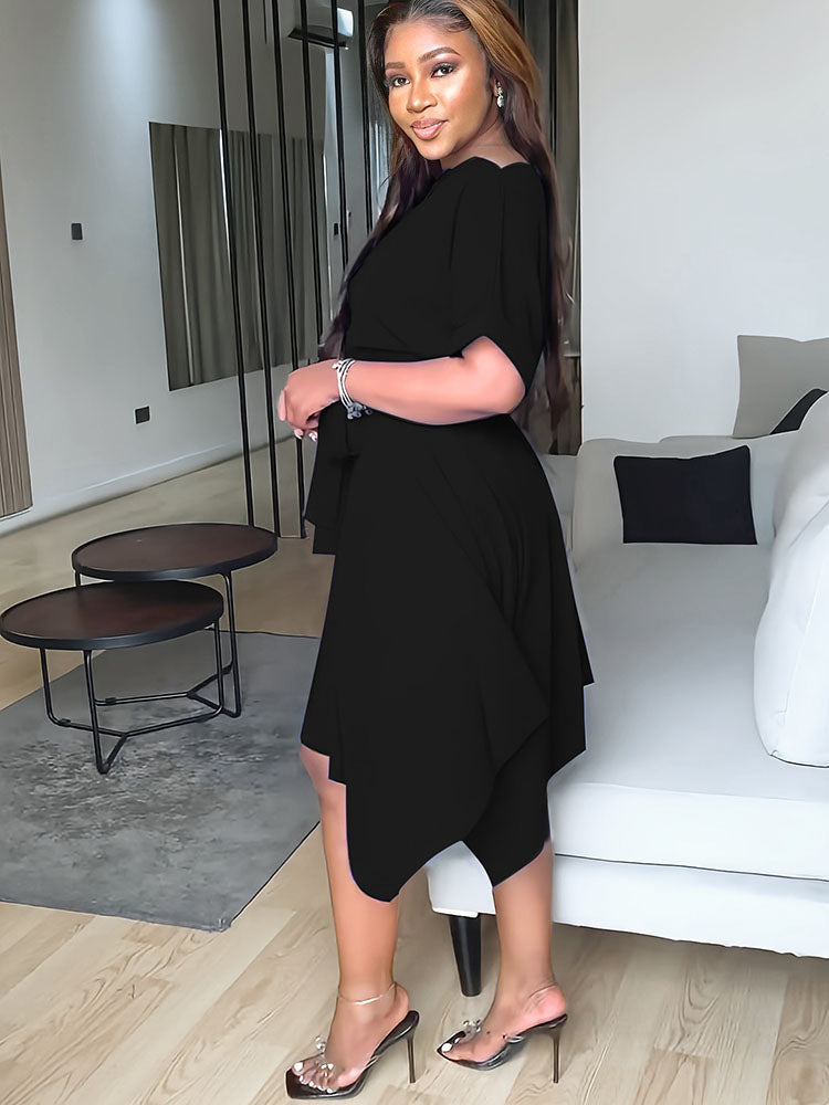 Off The Shoulder Asymmetrical Hem Dresses