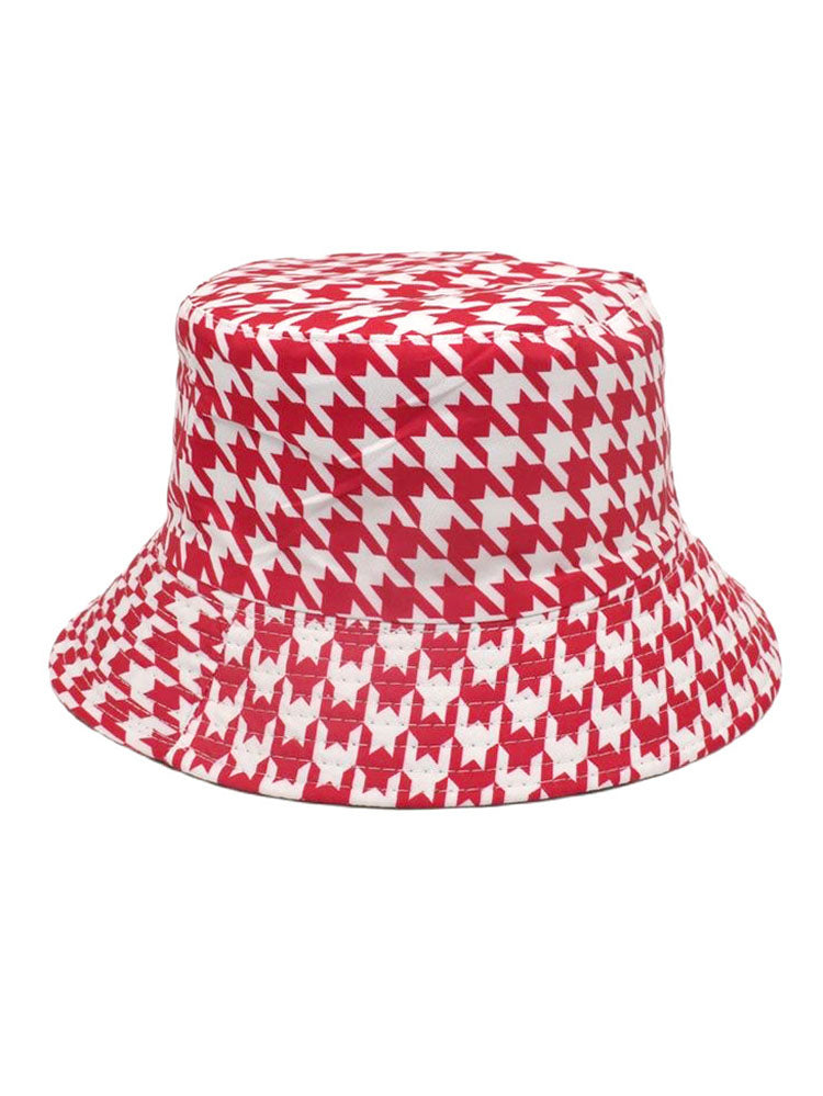 Houndstooth Smiling Face Print Bucket Hat