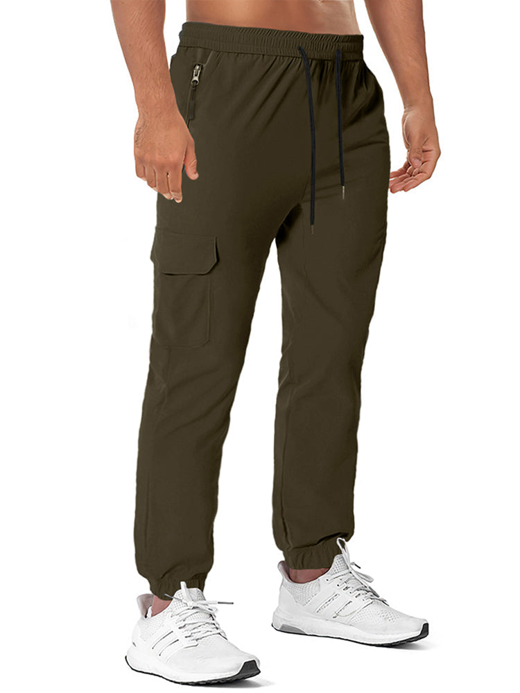 Mens Drawstring Elastic Waist Long Pants