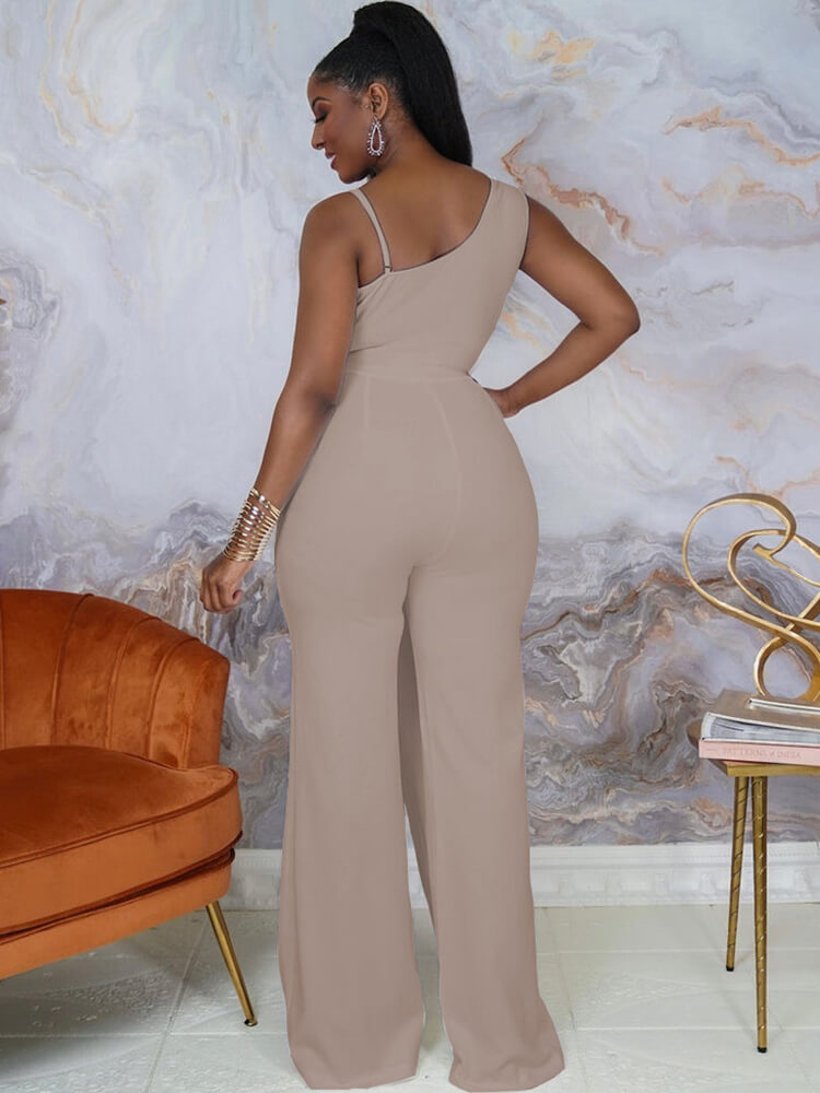 V Neck Solid Color Sleeveless JumpSuits