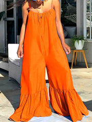 Spaghetti Strap Sleeveless Wide Leg Jumpsuit