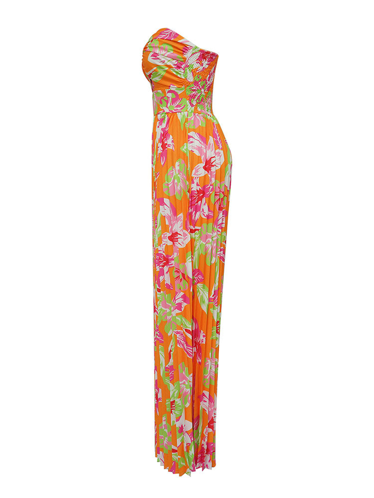 Sleeveless Backless Floral Wide Leg Jumpsuit