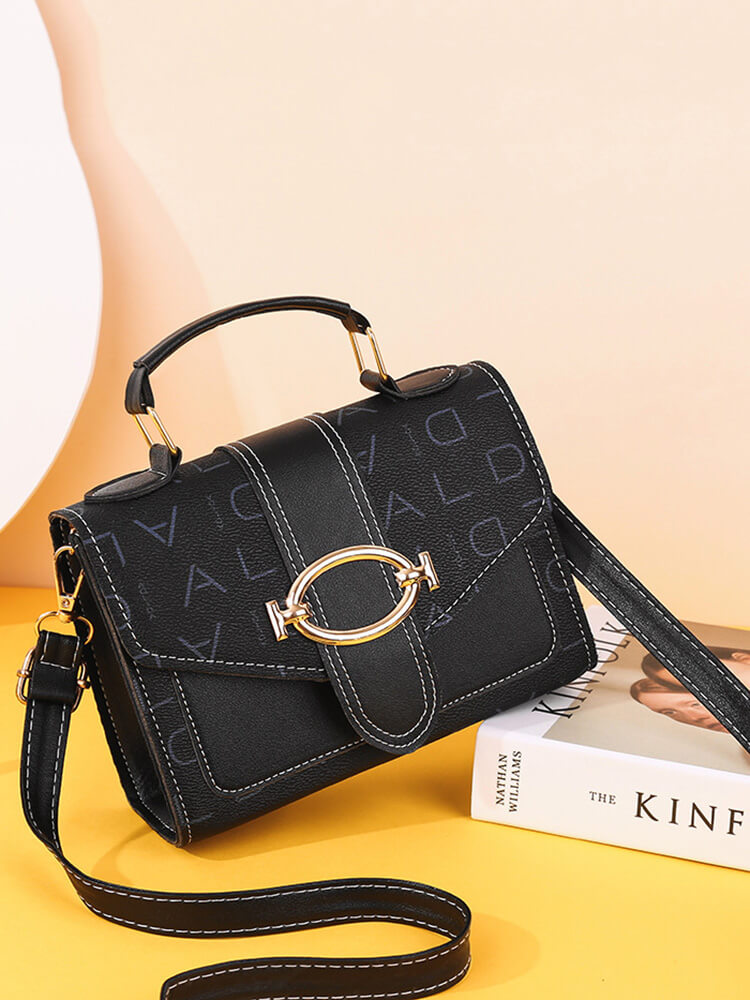 Letter Print Color Block Crossbody Bag