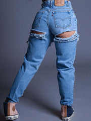 Denim Ripped Cut Out Skinny Jeans