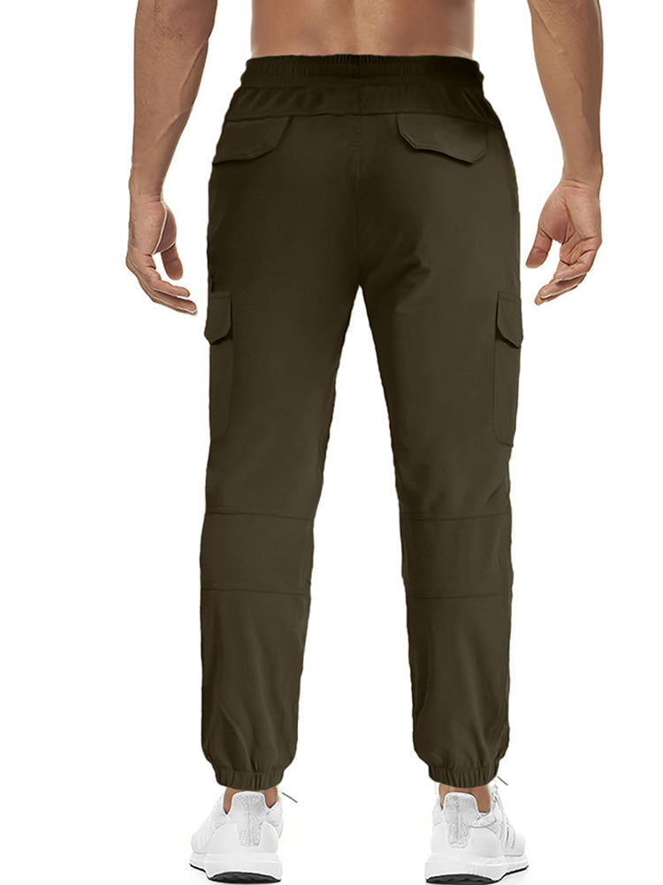 Mens Drawstring Elastic Waist Long Pants