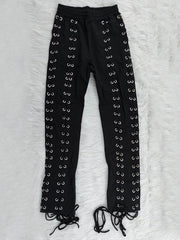 Elastic Waist Drawstring Tie Up Long Pants