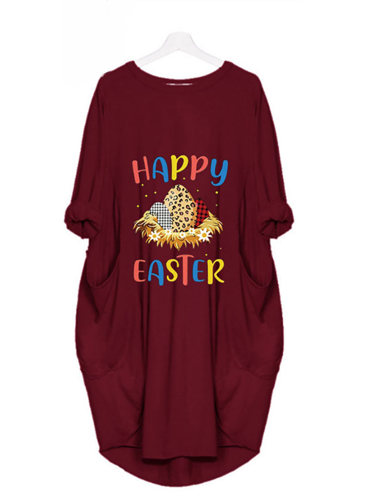 Plus Size Easter Long Sleeves Rabbit Midi Dresses