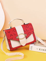 Letter Print Color Block Crossbody Bag