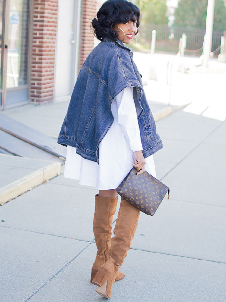 Denim Asymmetrical Loose Jackets