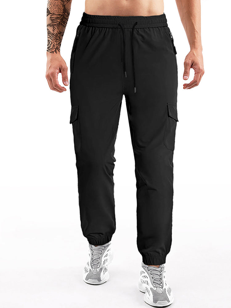 Mens Drawstring Elastic Waist Long Pants