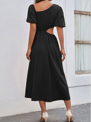 Short Sleeve Cut Out High Waist Maxi Dresses