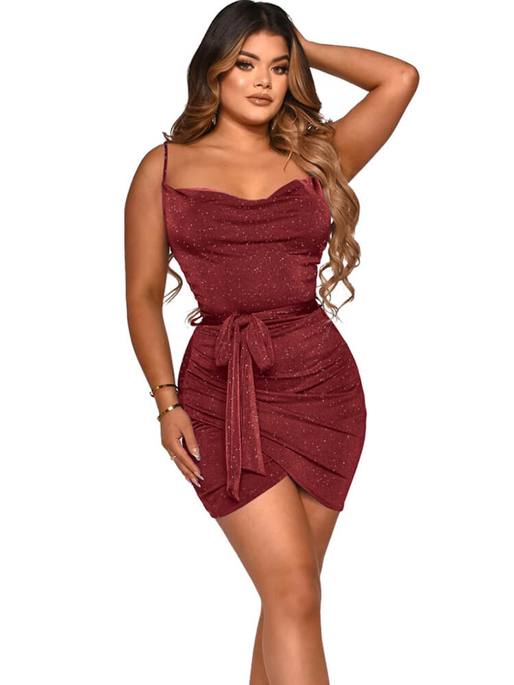 Spaghetti Strap Glitter Bodycon Mini Dresses