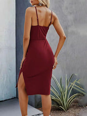 Cut Out Slit Backless Midi Dresses