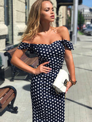 Off Shoulder Backless Sleeveless Bodycon Midi Dresses