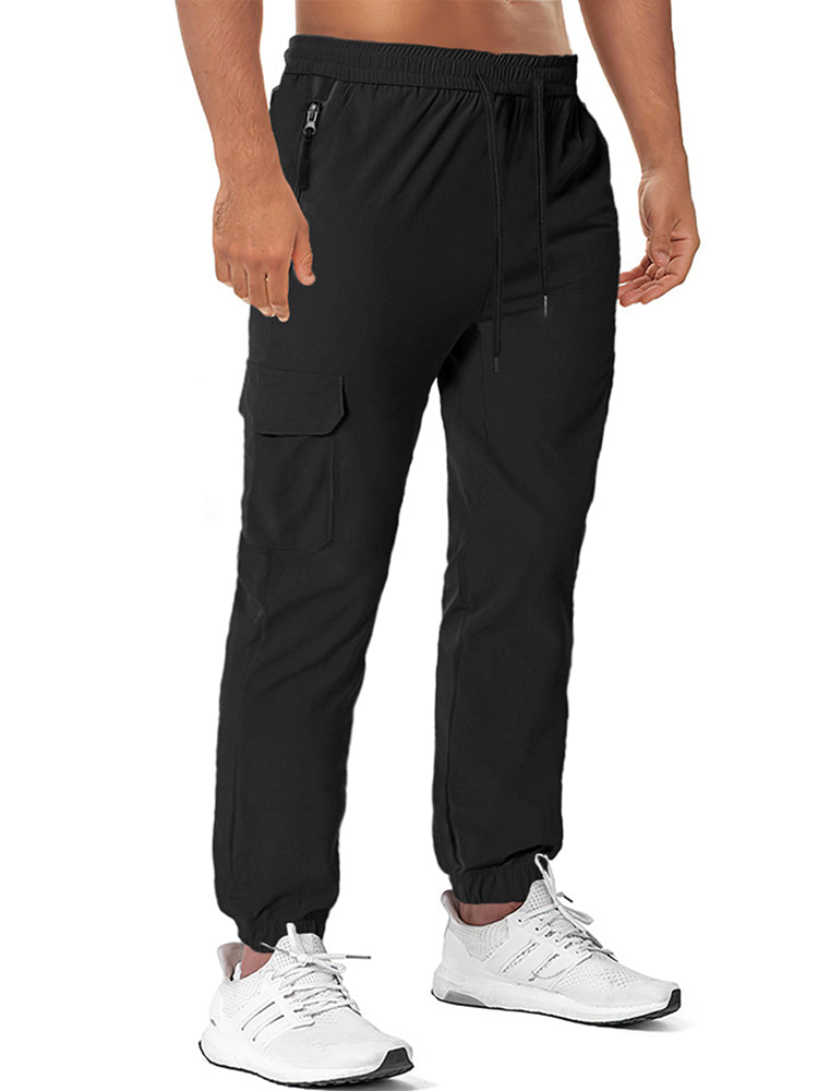 Mens Drawstring Elastic Waist Long Pants