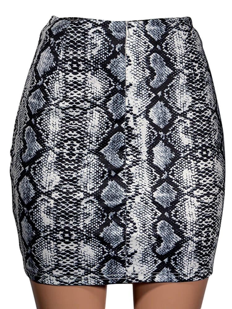 High Waist Snake Print Bodycon Mini Skirts