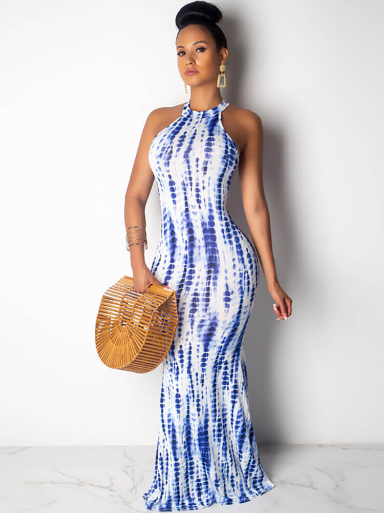 Sleeveless Print Maxi Dresses