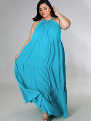 Plus Size Sleeveless Ruched Maxi Dresses