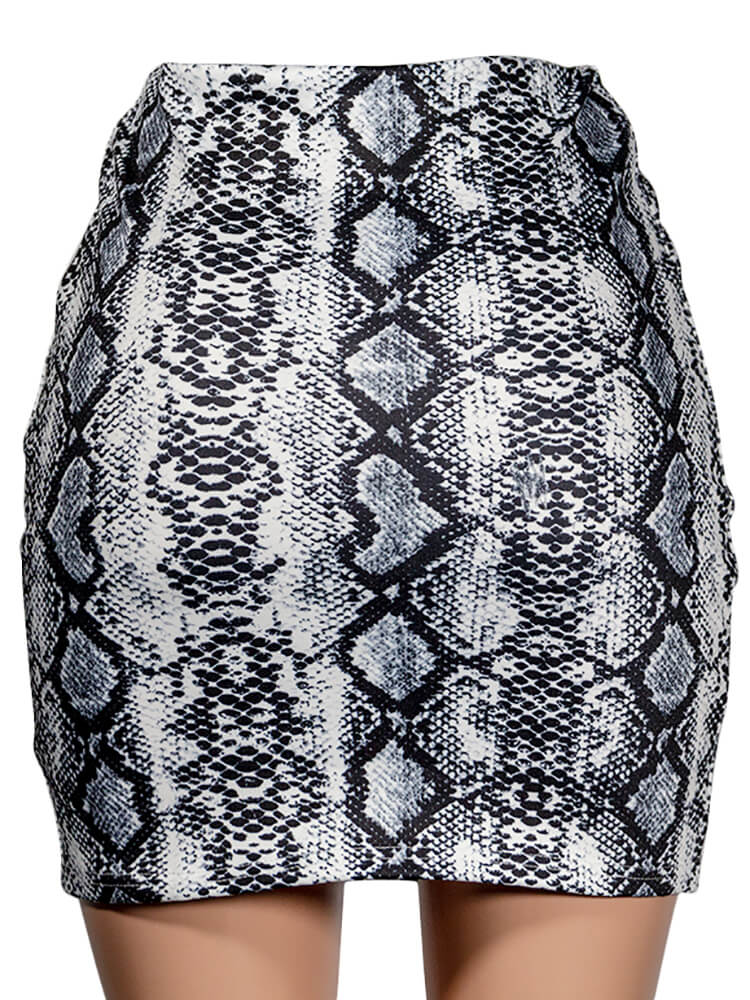 High Waist Snake Print Bodycon Mini Skirts