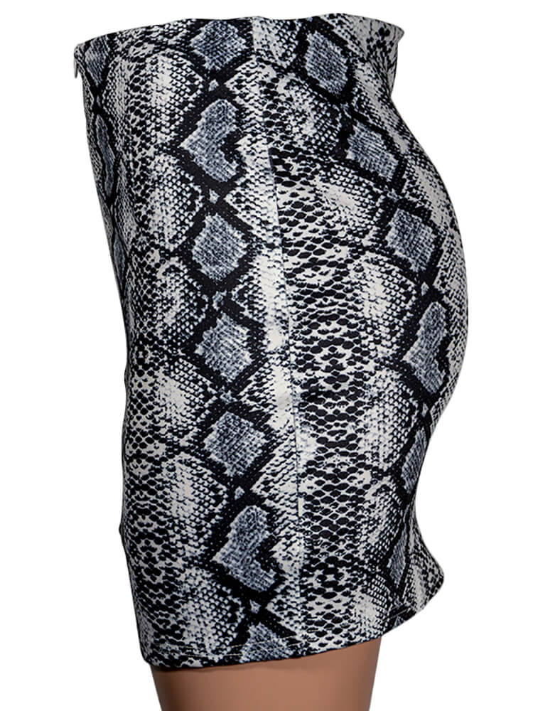 High Waist Snake Print Bodycon Mini Skirts