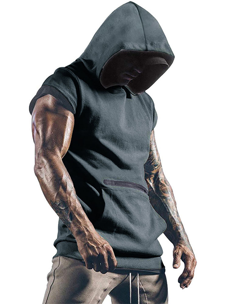 Mens Short Sleeve Hooded Pullovers