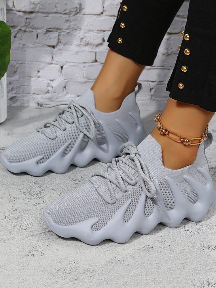 Plus Size Elastic Lace-Up Sneakers