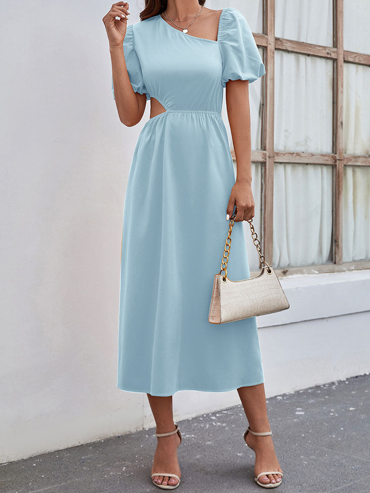 Short Sleeve Cut Out High Waist Maxi Dresses