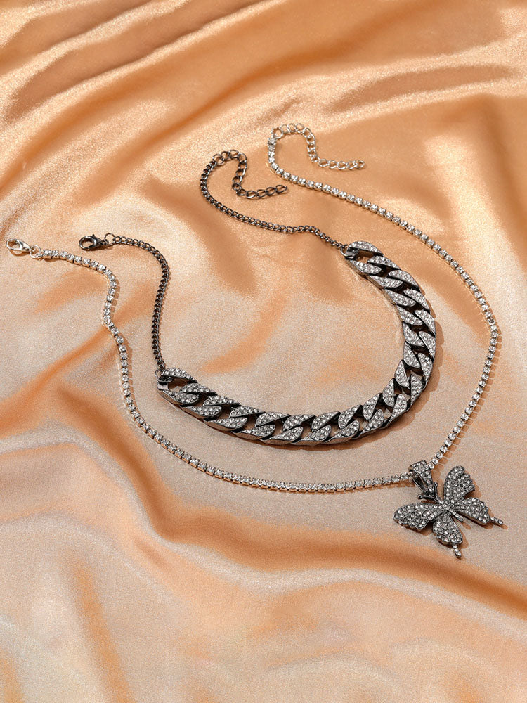 Butterfly Pendant Layered Necklaces