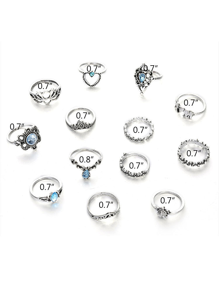 Thirteen Piece Rhinestone Rings Sets