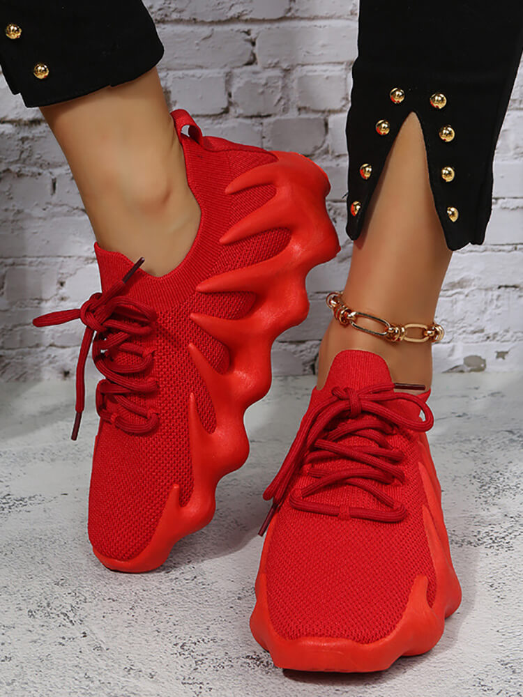 Plus Size Elastic Lace-Up Sneakers