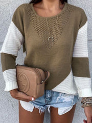 Long Sleeves Color Block Sweaters