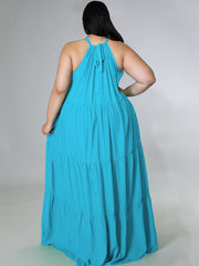 Plus Size Sleeveless Ruched Maxi Dresses