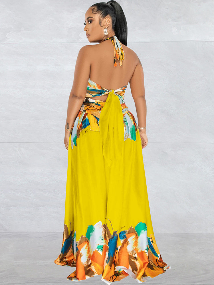 Off Shoulder Printed Patchwork Maxi Dresses