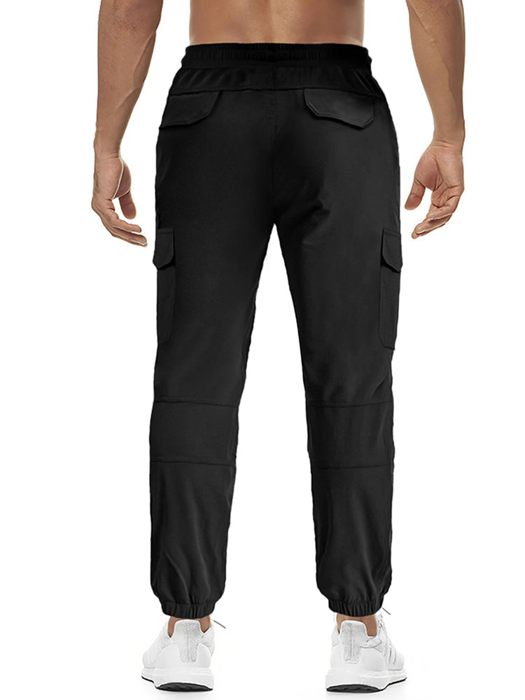 Mens Drawstring Elastic Waist Long Pants