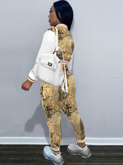 Two Piece Camouflage Print Pant Suits