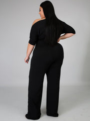 One Shoulder Plus Size Wide Leg Outfits