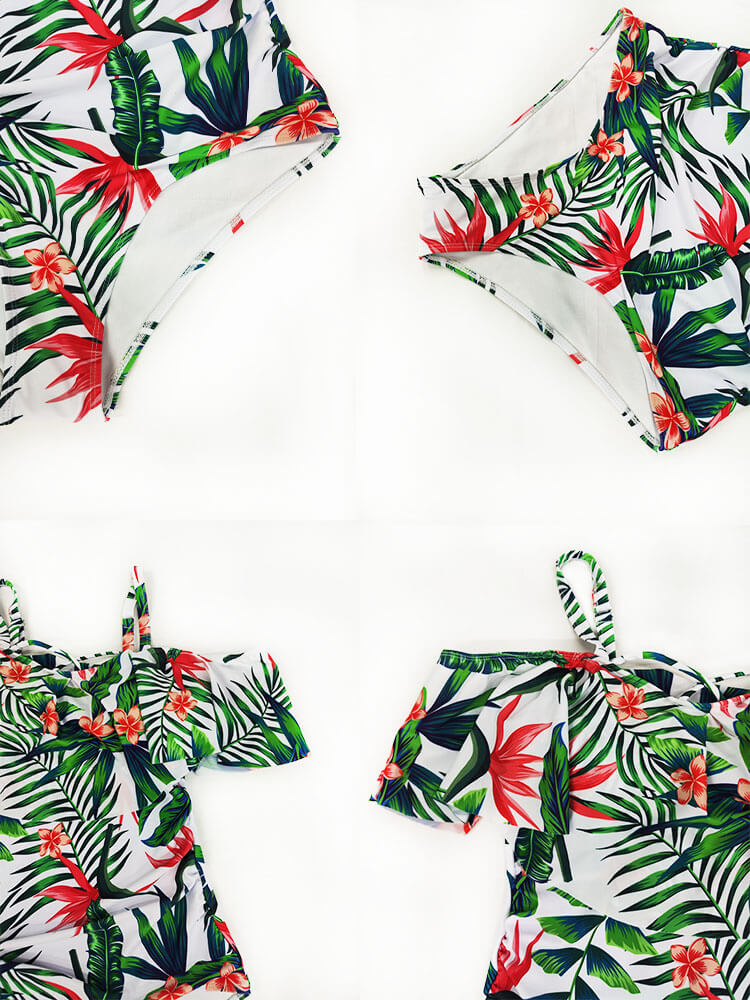 Off Shoulder Floral Print Bodycon Swimsuits