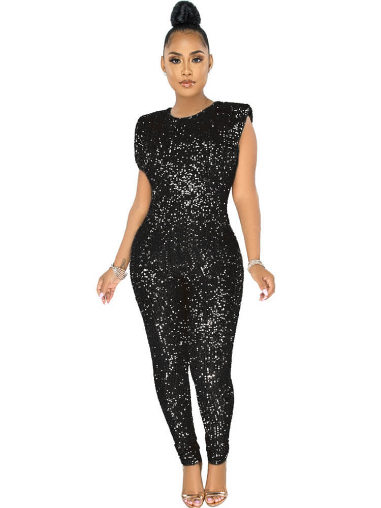 Sequins Sleeveless Bodycon Jumpsuits