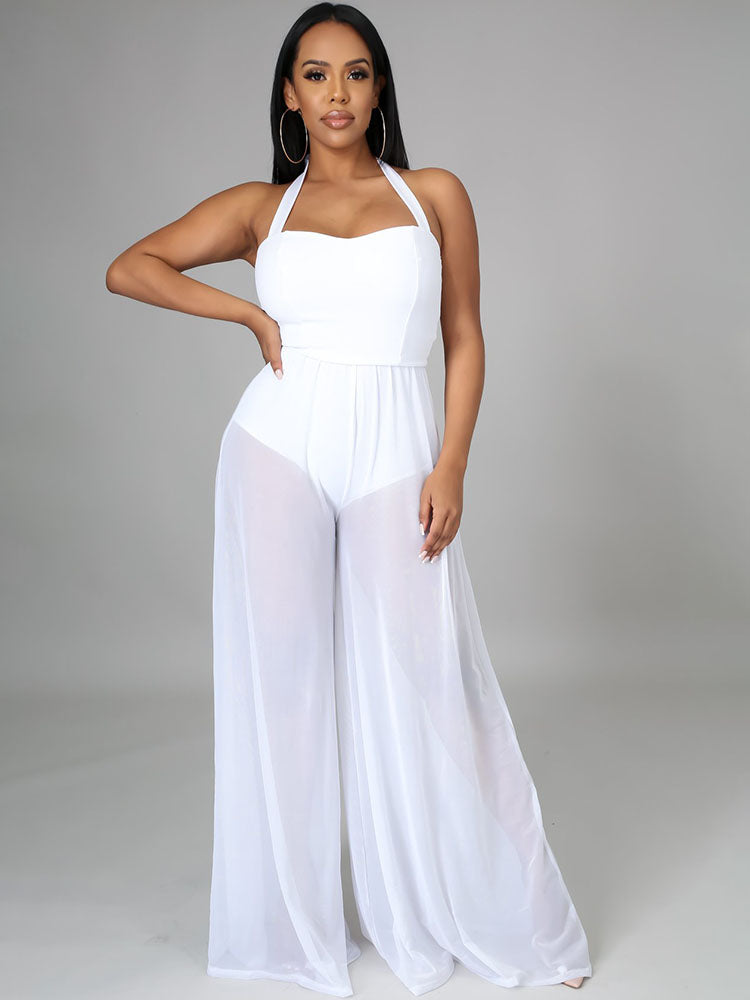 One Piece Casual Halter Chiffon Jumpsuits