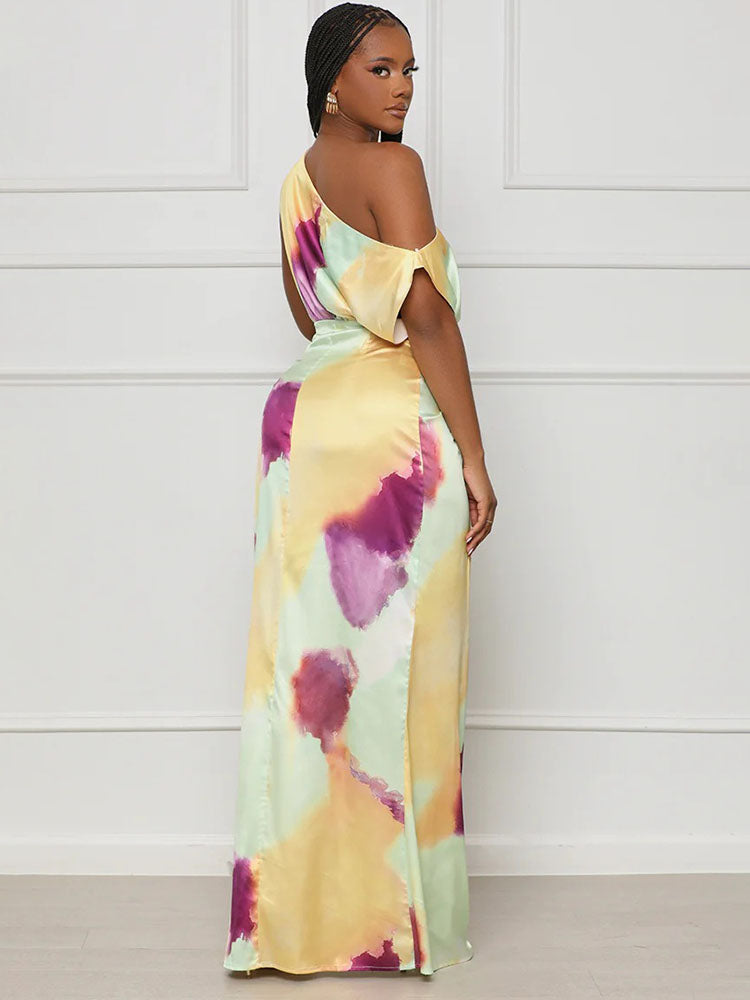 Sleeveless Tie-Dye Split Maxi Dresses