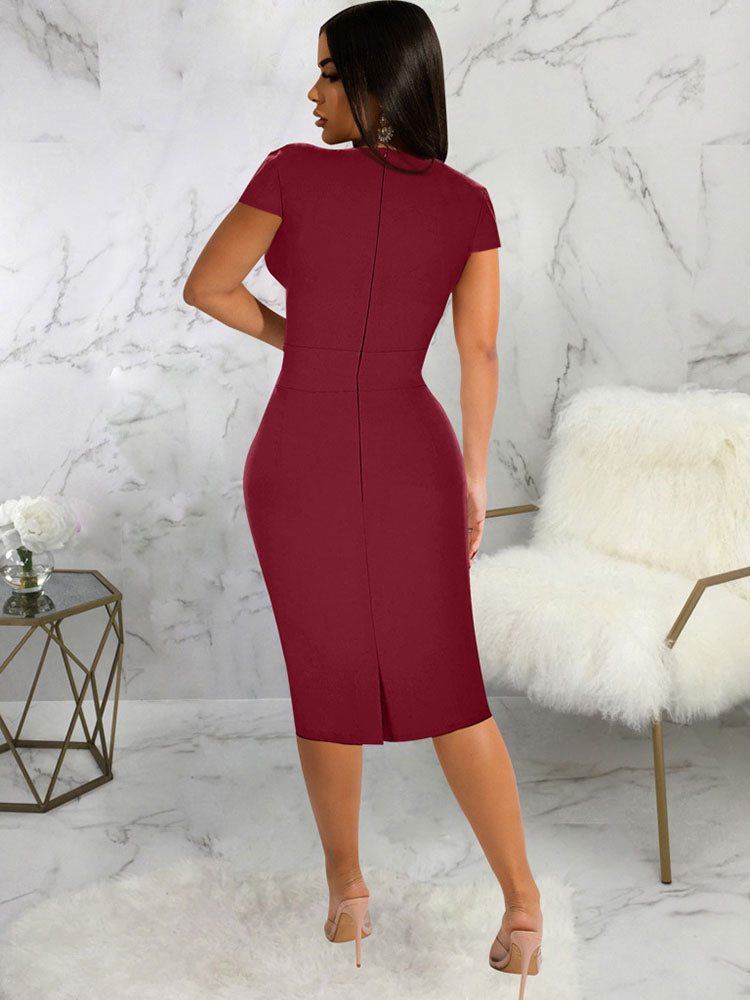 Vintage SquAre Neck Bodycon Midi Dress