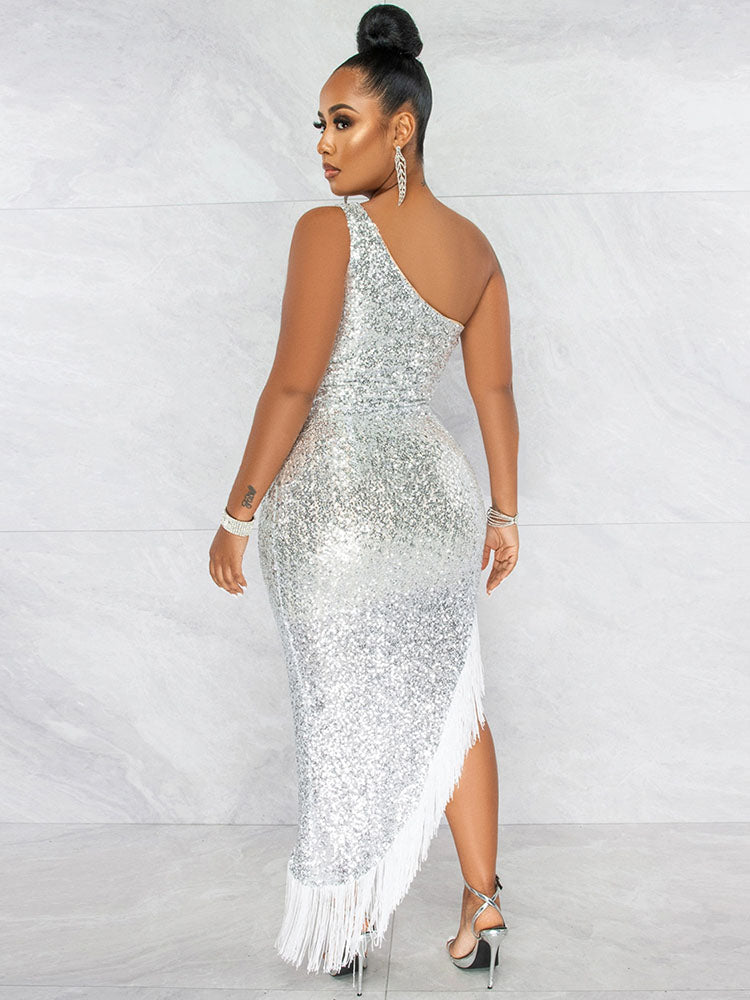 Sleeveless Glitter Rhinestone Maxi Dresses