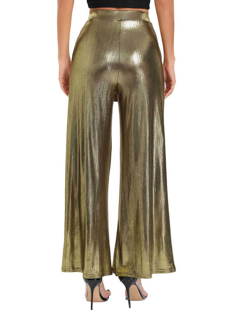 Tie Up Bronzing Wide Leg Long Pants