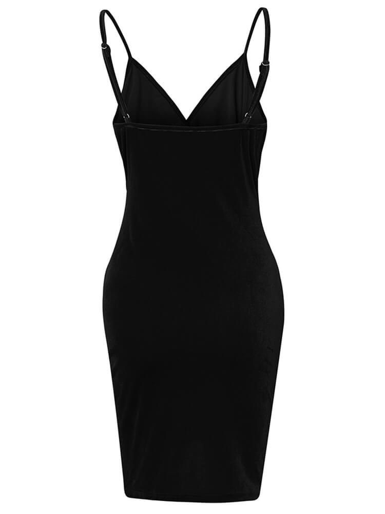 Velvet Spaghetti Strap Ruched Bodycon Mini Dresses