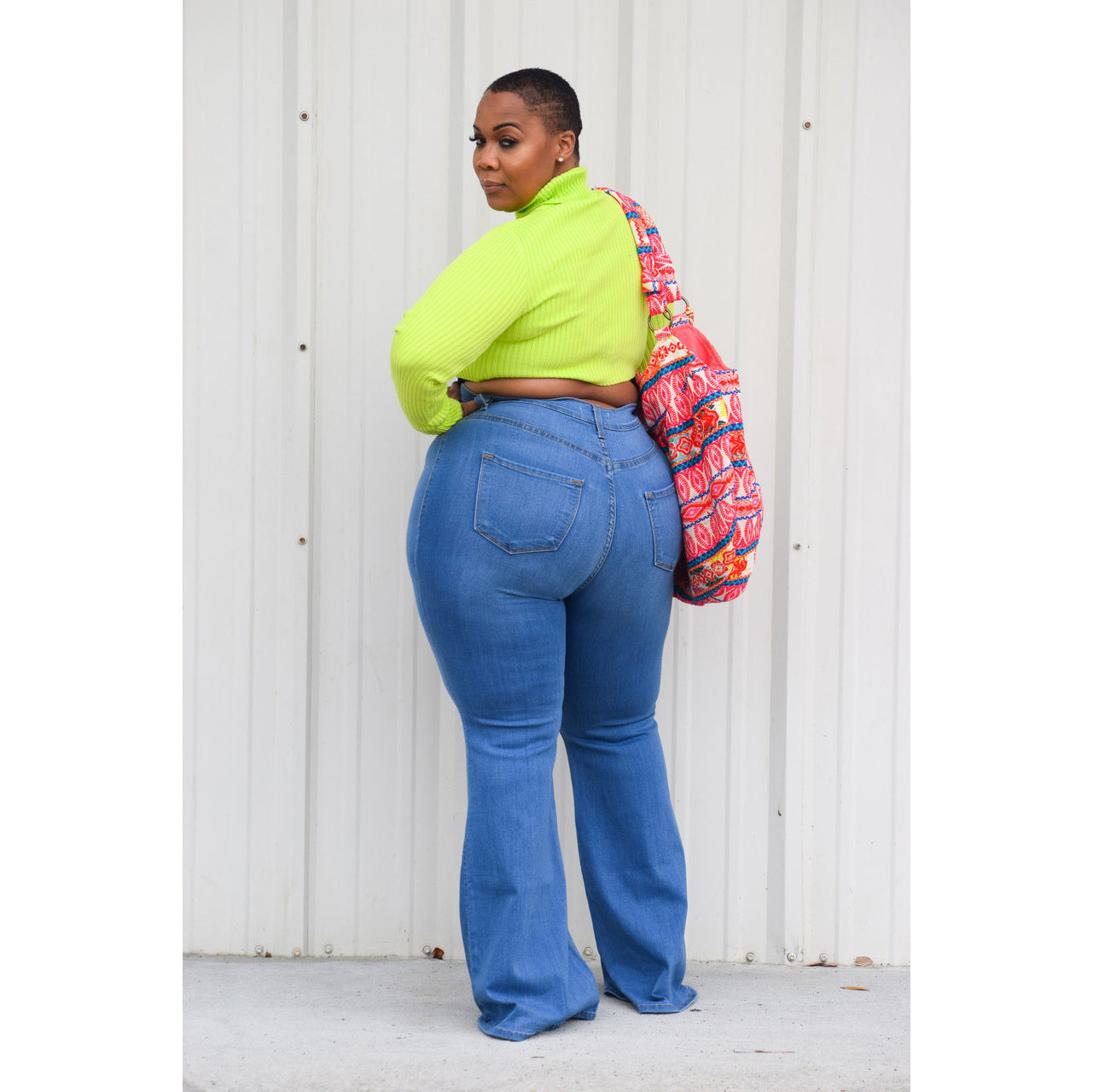 Denim Plus Size High Waist Flare Pants