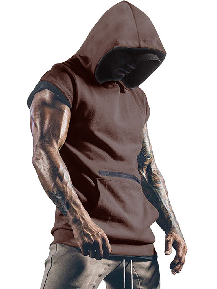 Mens Short Sleeve Hooded Pullovers